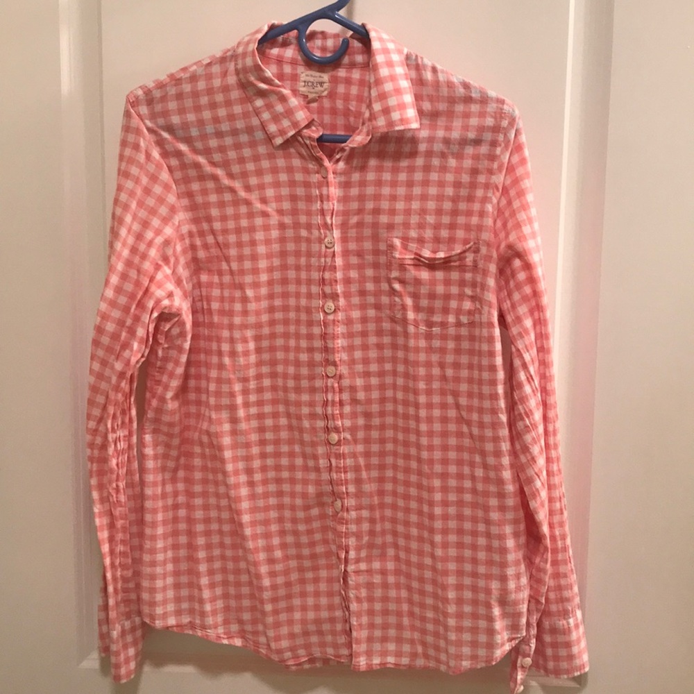 J Crew gingham button down shirt